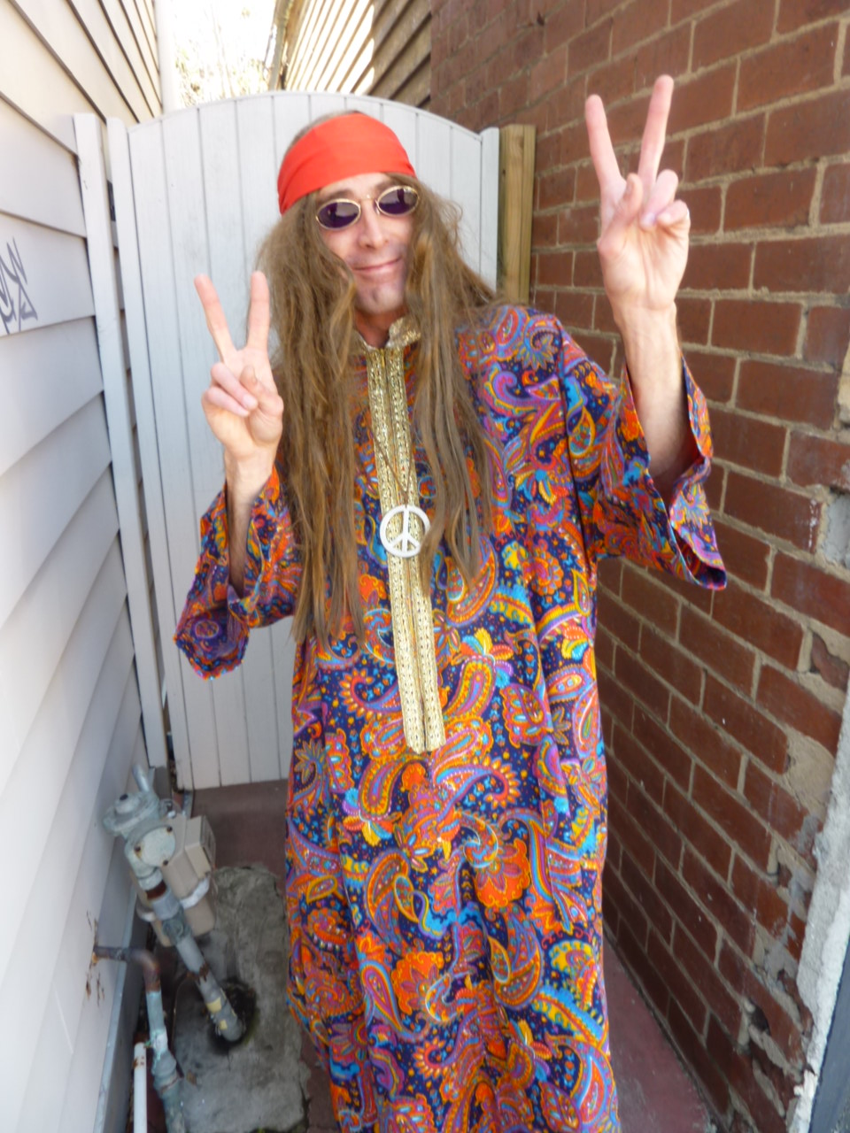 psycadelic psychadelec hippie 1960s kaftan | Bam Bam Costume Hire